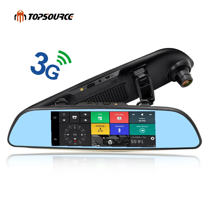 Зеркало видеорегистратор TOPSOURCE 6 86 дюйма 3G GPS Android 5 0 Full HD 1080 P двойная камера ОЗУ 1
