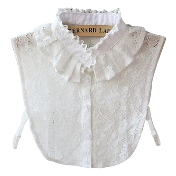 

Women Pure Color Lace Detachable Lapel Choker Necklace Shirt Fake False Collar