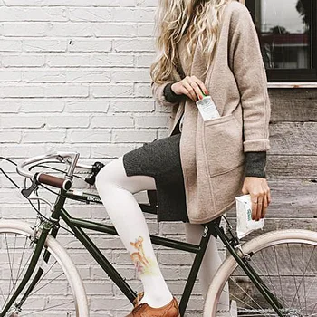 

NEW hight end sweet Japanese lolita student's COS tights Velvet 80D vintage off white deer rabbit Pantyhose Stockings HR