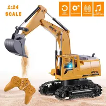 3853 1/24 8CH RC экскаватор литой металлический строительный трактор 2,4G бульдозер с дистанционным управлением инженерный автомобиль самосвал