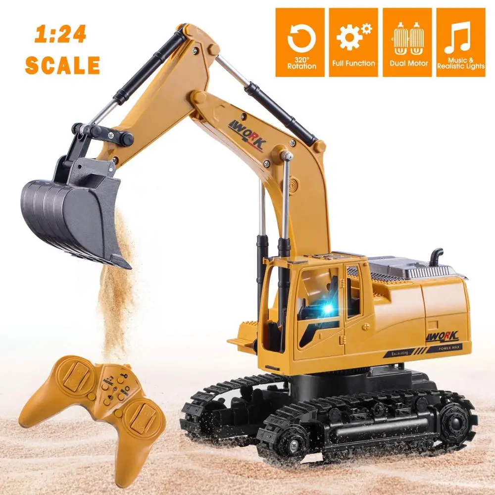 3853 1/24 8CH RC экскаватор литье под давлением строительный трактор из металлического