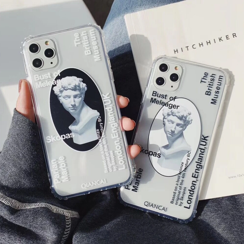 SUYACS Retro illustration Clear Phone Case For iPhone 11 Pro Max XR XS 7 8 Plus Soft TPU Letters Back Cover Cases | Мобильные