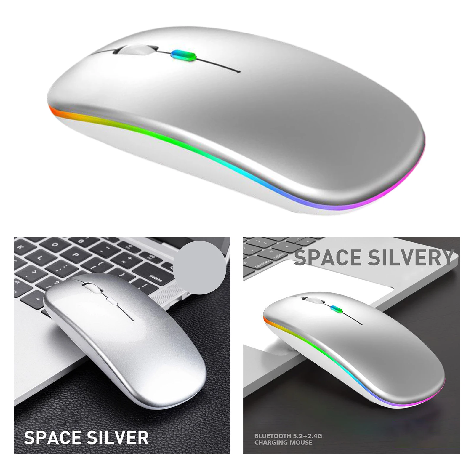 Silent 2.4G LED Wireless Mouse Rechargeable Optical Laptop Desktop Mouse