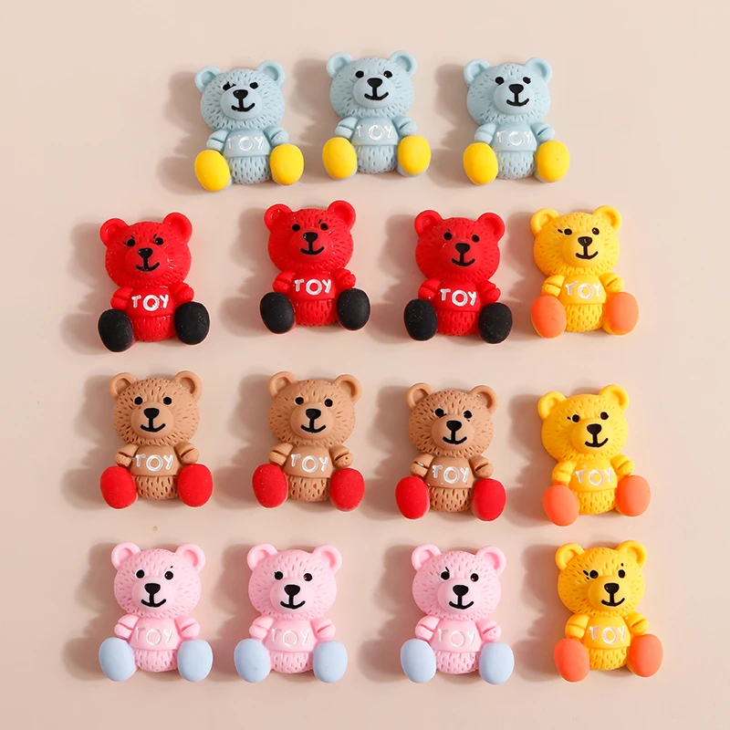 단색 귀여운 곰 새 유니콘 매력 송진 플랫백 카보숑 액세서리 장식, 네일 아트용, 헤어 보우 전화 케이스, 10 개 믹스