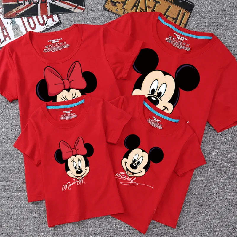 Summer Family Matching Outfits Mommy Daddy Kid Son Baby T-Shirt Shirts Clothes Child Mickey Minnie Tops Photography | Мать и ребенок