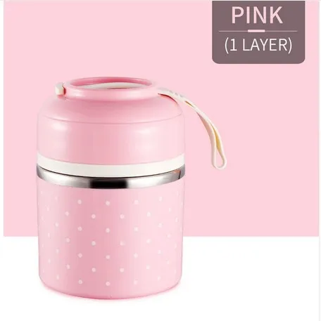 1 pink Герметичный Ланч-бокс из нержавеющей стали, японский термо-бокс для детей, портативный контейнер для еды для пикника и школы, чехол для еды - Цвет: 1 pink