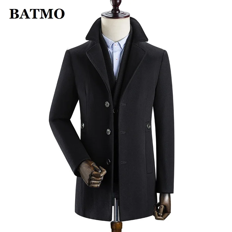 BATMO new arrival winter high quality wool thicked trench coat men,men's wool thicked jackets,k627