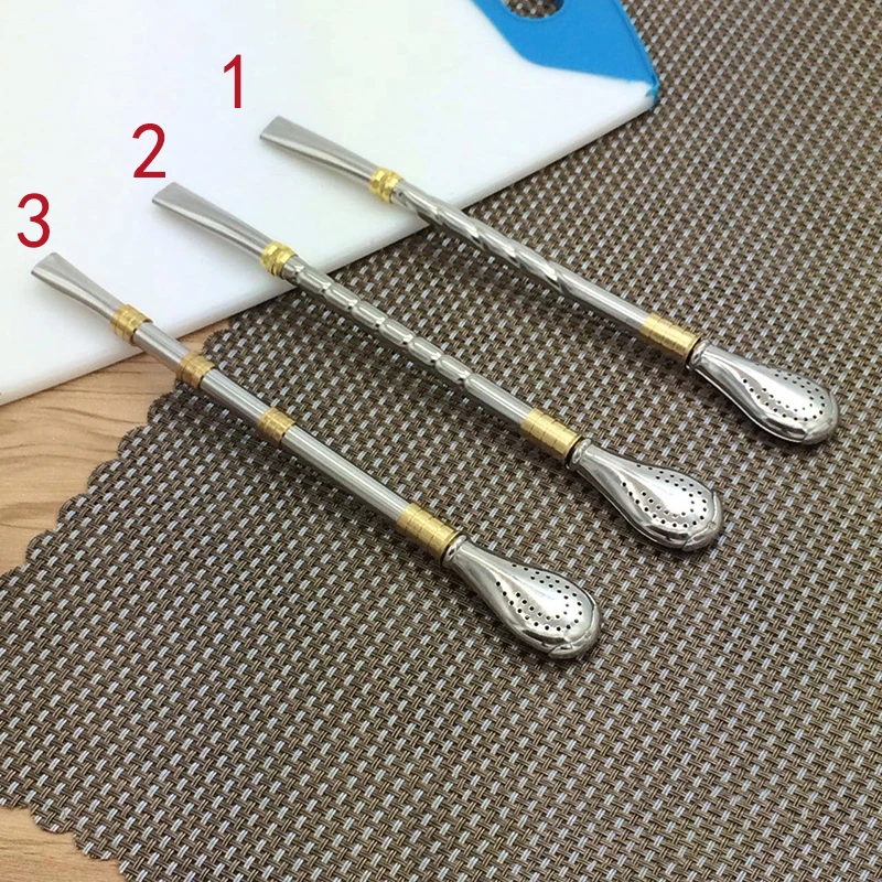 Tea spoons tea filter yerba mate stainless steel tea straws bombilla gourd reusable tools drinking straw spoon washable coffee tool