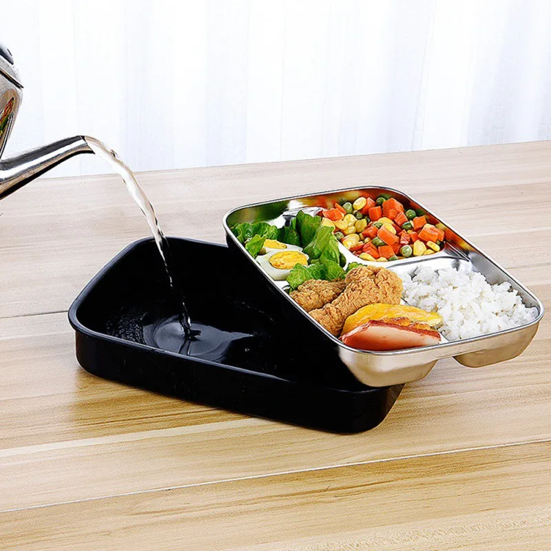 

Portable Dividing Grid Lunch Box Stainless Steel Double-layer Lunch Box Multi-color Sealed Insulated Lunch Box For StudentsCM