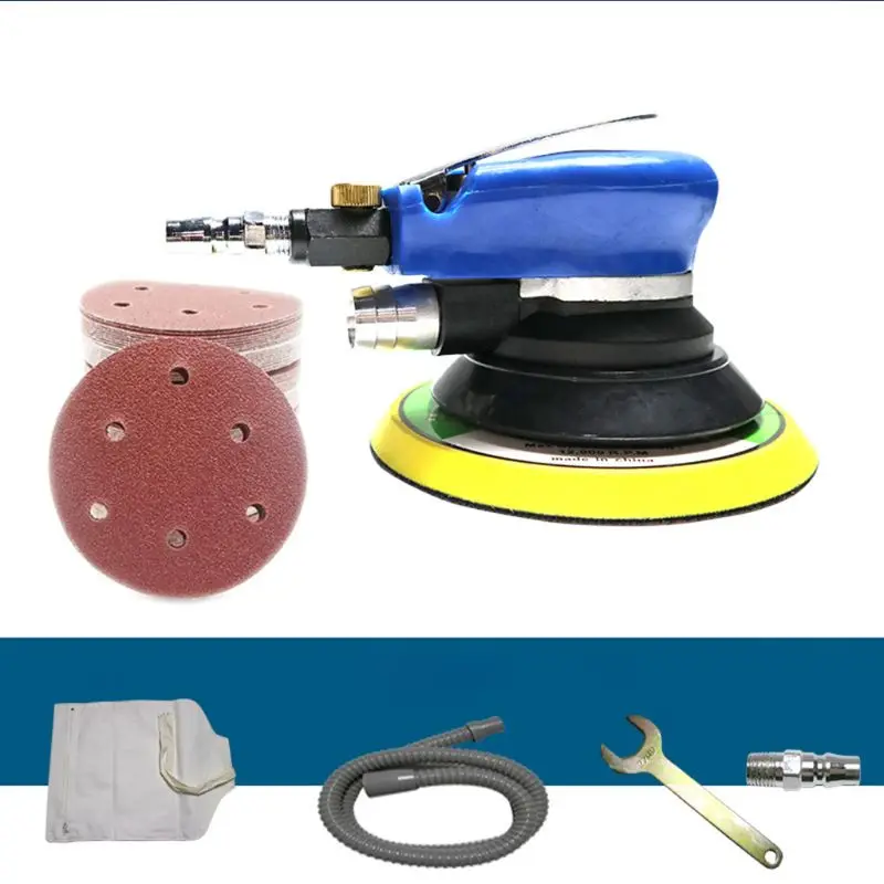 

6Inch Air Random Orbital Pneumatic Sander Polisher with Sanding Discs Pad Wrench Y5GA