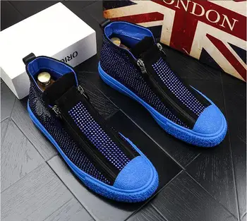 

2020 Men Hip Hop Diamond sliver leather casual shoes blue yellow fashion sneakers silver hip hops Male black Vulcanized shoes