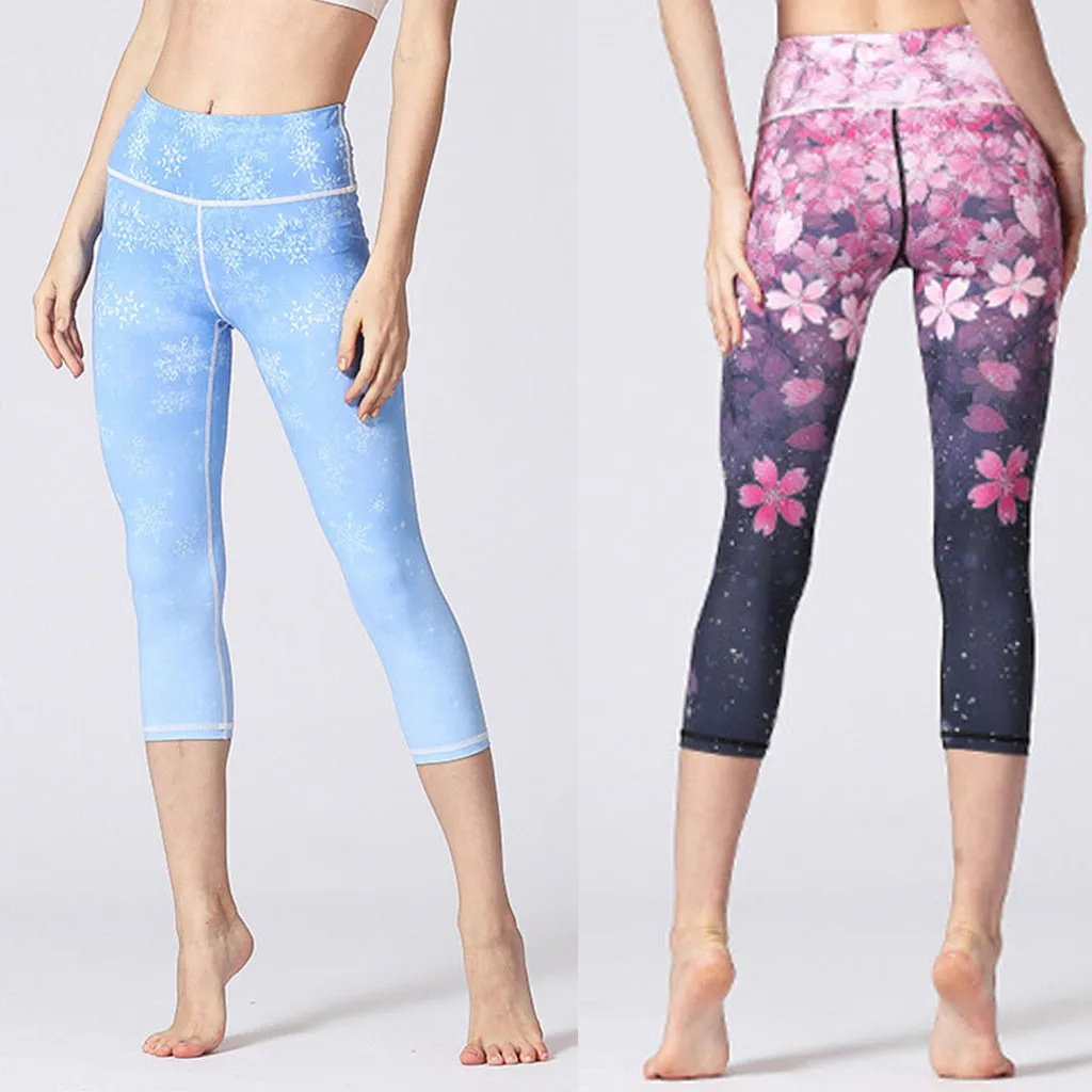 

Plus Size Fitness Leggings Women Printed High-waist Running Gym Sport Leggins Hip Stretch Workout Slim Pants #Zer