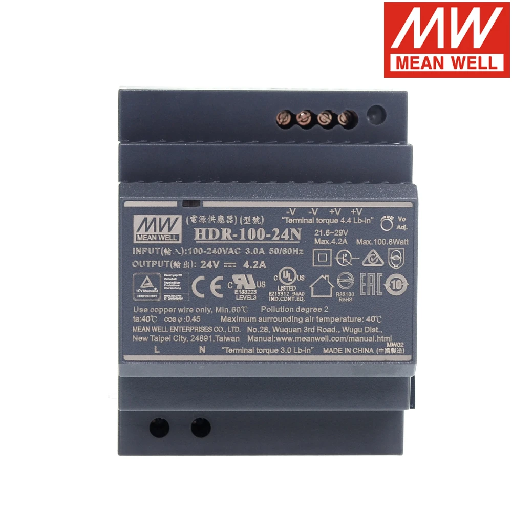 MEAN WELL HDR 100 24N 4 2 а 24 в источник питания meanwell одинарный выходной Промышленный на DIN