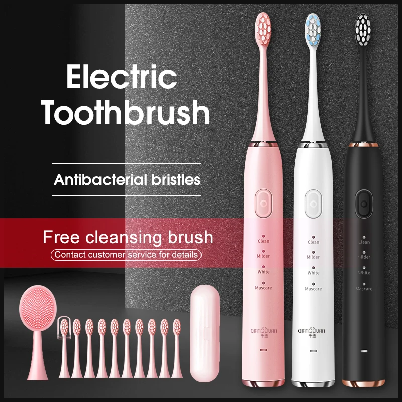 Electric Toothbrush Ultrasonic Brush IPX7 Waterproof USB Charger 4 Modes Recharge Sterilization Sonic Toothbrush