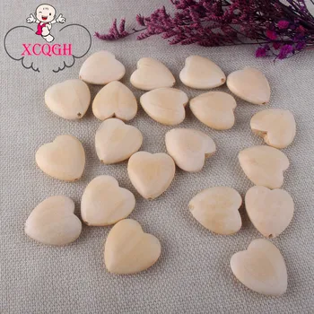 

XCQGH 10Pcs Wood Love Heart Teething Beads Eco-friendly Baby Teether Beads for DIY Pacifier Teether Products