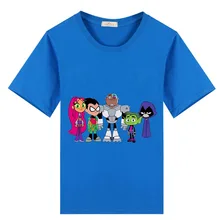 Коллекция года, Детская короткая футболка из чистого хлопка для мальчиков и девочек с изображением зверя, Starfire RavenRobin, летняя футболка для мальчиков и девочек 2, 4, 6, 8, 10, 12 лет