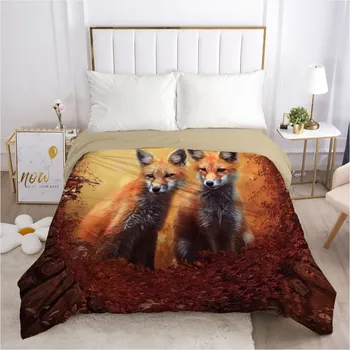 

3D Duvet Covers Quilt/Blanket Cover White Comforter Shell Animal Fox 140x210 200x220 230x220 260x220 Custom Design Bed Linens