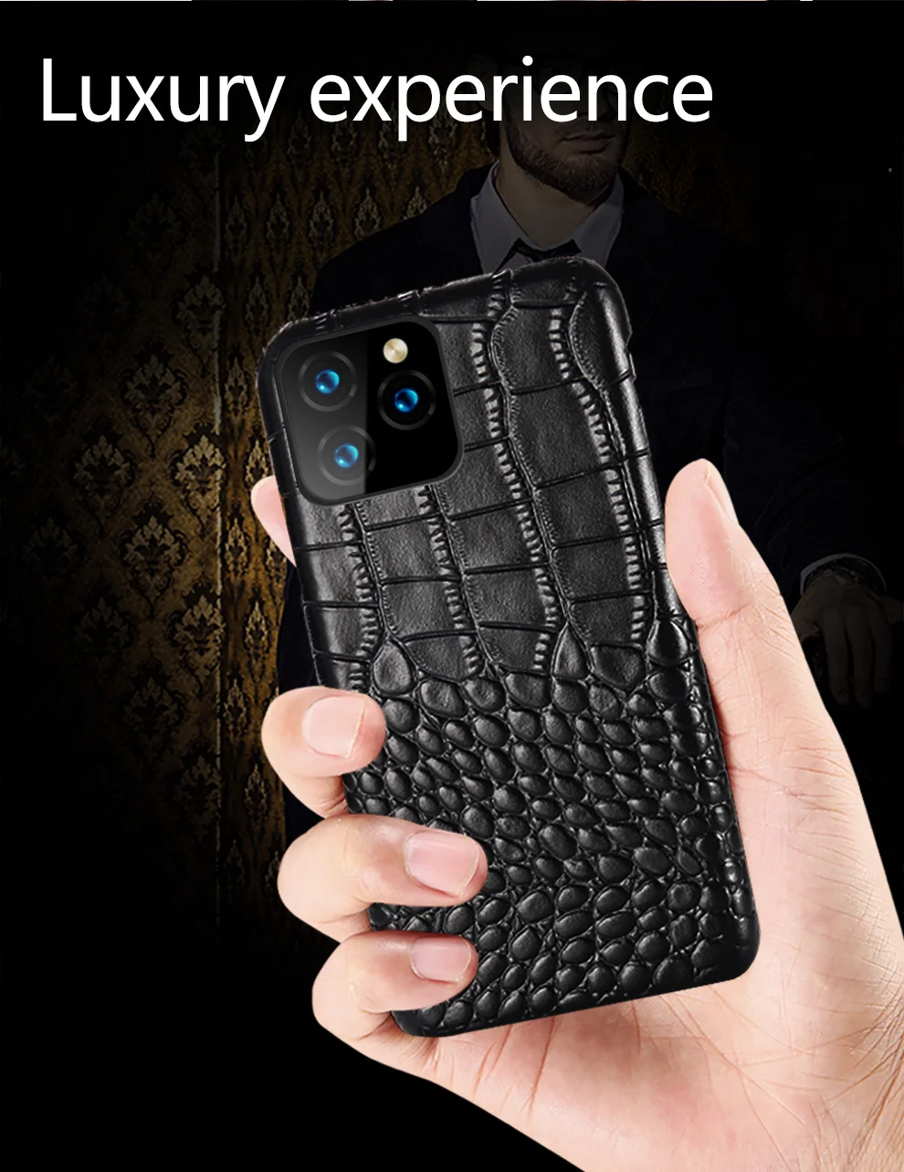 Genuine leather Phone case for Apple iPhone 11 11 Pro 11 Pro Max X XS XSMax XR 7 8 plus 5 5s se 6 6S Plus crocodile grain luxury