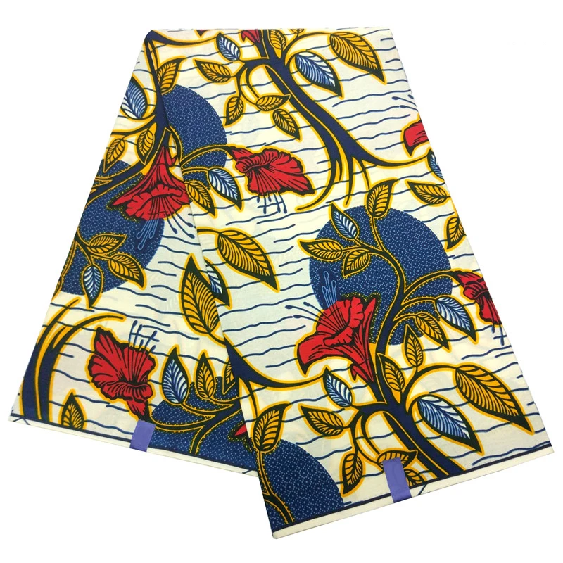 Высокое качество африканская восковая ткань модный дизайн цветы круг рябь принты ткань