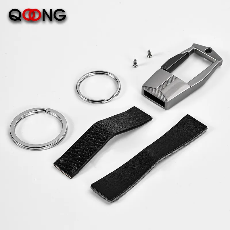 Мужской брелок QOONG Y07 из натуральной кожи с металлическим кольцом для ключей|key