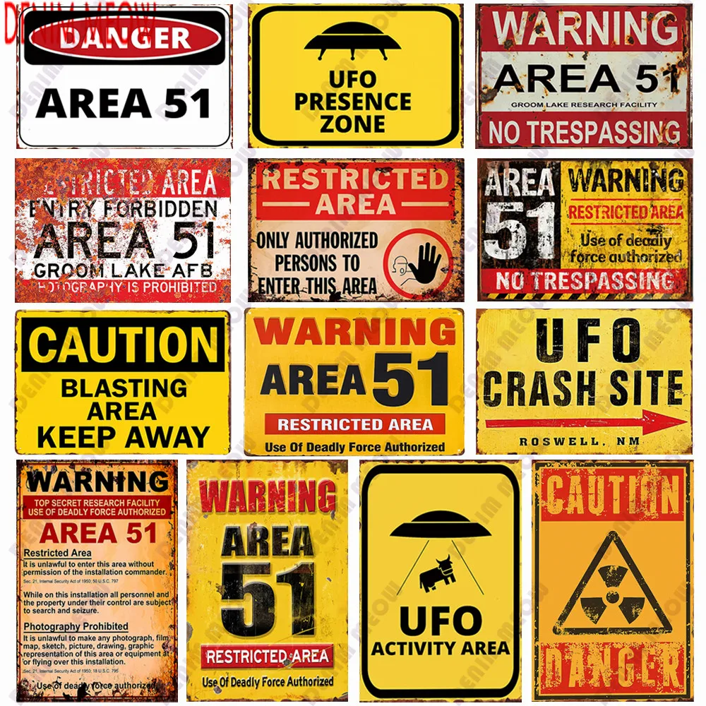 Vintage Retro Reproduction Area 51 Warning No Trespassing Metal Sign 9"x12"  #4 