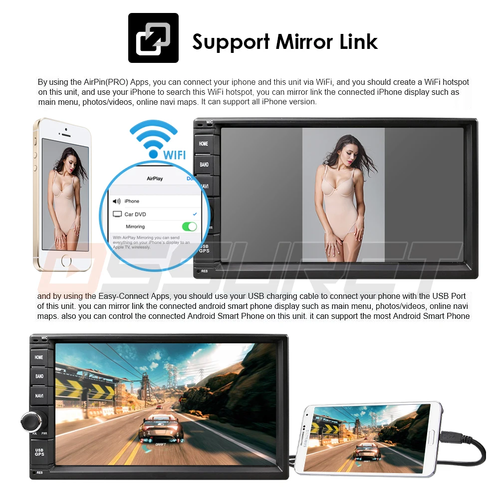Flash Deal 7" Double 2 Din Android 9.0 Media Player Universal Car Radio Stereo Quad Core GPS Navigator Head Unit Steering Wheel 4G WIFI CAM 3
