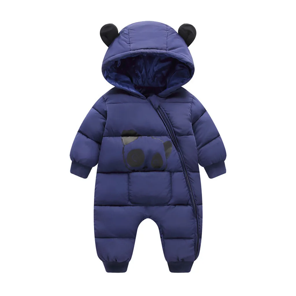 

Infant Baby Clothes 2019 Winter Warm Thick Hooded Baby Rompers For Girl With Ears Jumpsuit Newborn Baby Girls Clothes Outwear