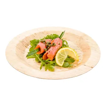

Promotion - Party Wedding Supplies, Disposable Eco-Friendly Tableware 220mm Round Veneer Dinner Bamboo Plate, 5/Pack