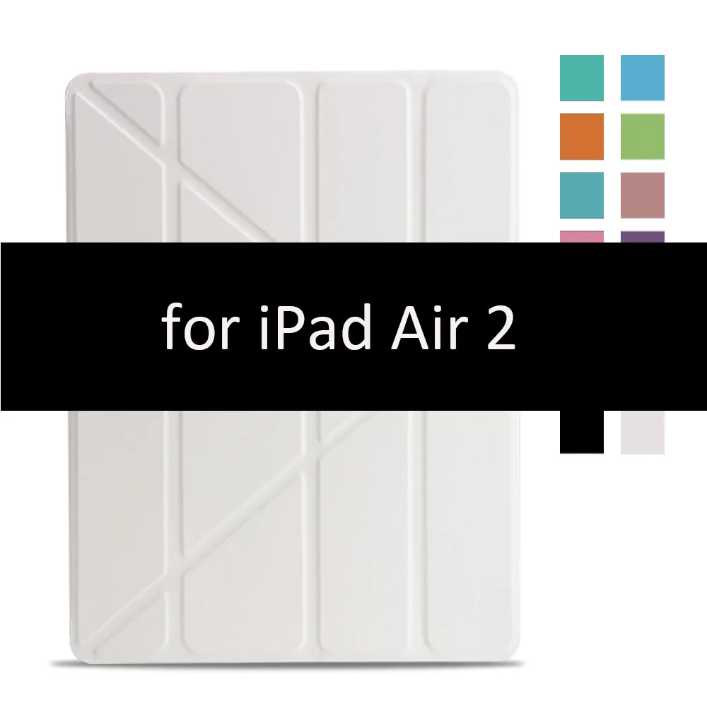 Чехол для iPad Air 2 1, чехол, из искусственной кожи и ультратонкая задняя крышка из поликарбоната, умный чехол, Магнитный чехол для iPad air 2, A1566, A1567, откидная подставка - Цвет: White-2