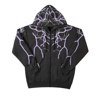

Korean streetwear printed loose hooded plus fleece sweatshrit