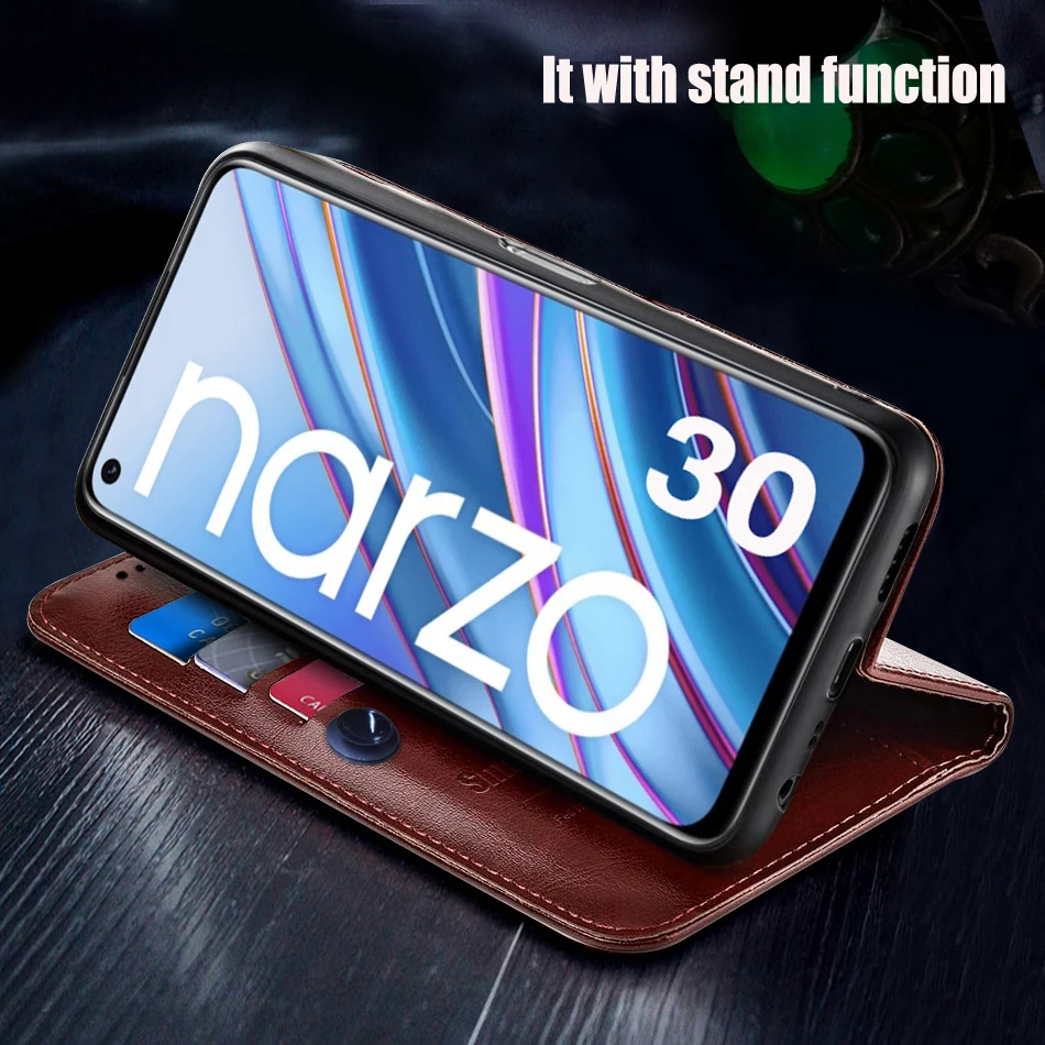 Leather Flip Wallet Phone Case with Card Holder and Stand Feature