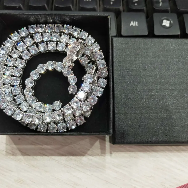 Iced Out Cz Alphabet Pendant Name CZ Tennis Chain Initial Necklace 18 Order Chain & Letter Women Men Rock Hip Hop Bling Jewelry