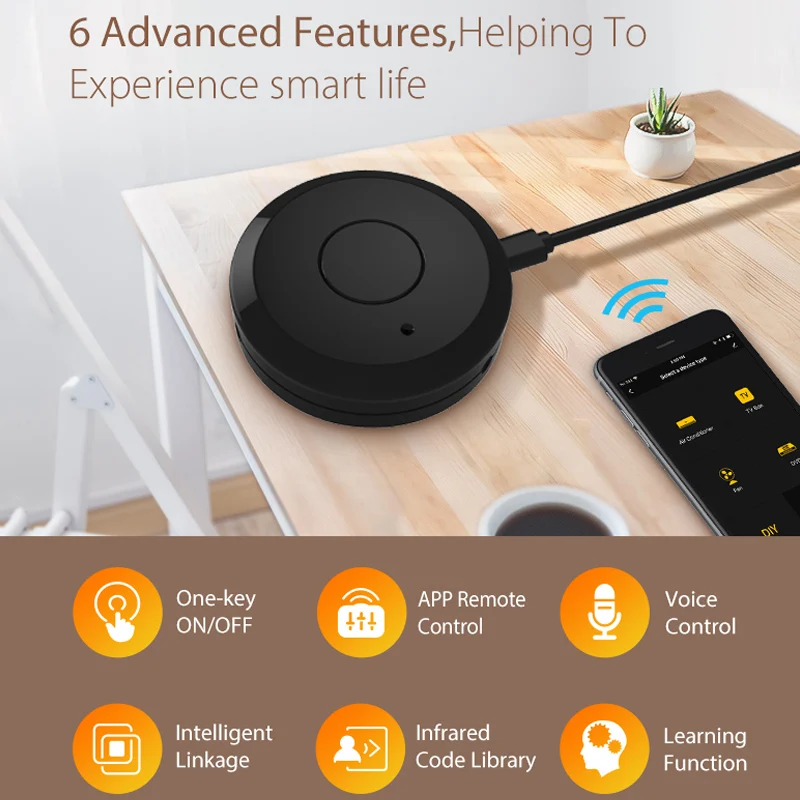 Универсальный Смарт-пульт дистанционного управления приборы wifi ИК 360 градусов переключатель для кондиционера ТВ GV99
