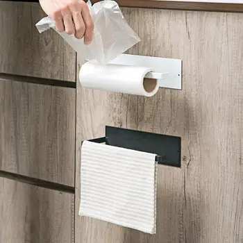

Adhesive Roll Paper Rack Kitchen Cupboard Towel Holder Rack Tissue Storage Shelf Household Large Bearing Capacity Accessories
