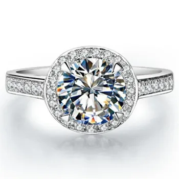 

Lab Grown 1Ct 6.5mm Round Cut D-E Moissanite Diamond Ring Test Positive as Real Diamond 925 Sterling Silver Rings for Women