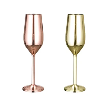 

Stainless Steel Wine Glass Goblets Champagne Goblet Cocktail Glasses Whiskey Cup,Gold + Copper,2 Pack