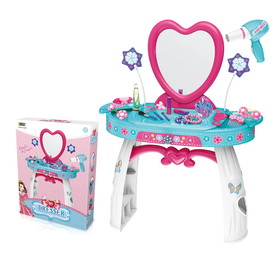 

26pcs Girls Makeup Set Pretend Play Simulation Cosmetic Dresser Set