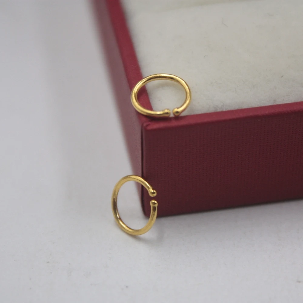 Настоящие серьги-кольца из желтого золота 24 k, гладкие серьги-кольца 8 мм, маленькие