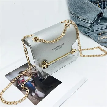 

2019 New Fashion PVC Transparent Makeup Handbag Bolso Mujer Messenger Bags Shoulder Bag Waterproof Handbag