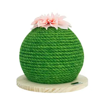 

Cactus Scratching Poster with Flower Decor Cat Ball Scratch Wooden Board Cat Toy 95AA