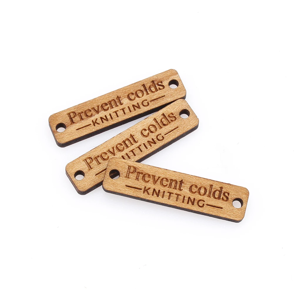 

Wooden labels, knit labels, Custom Design, custom engraving, Logo or TextPersonalized Brand, 50 pieces per pack (WD3155)