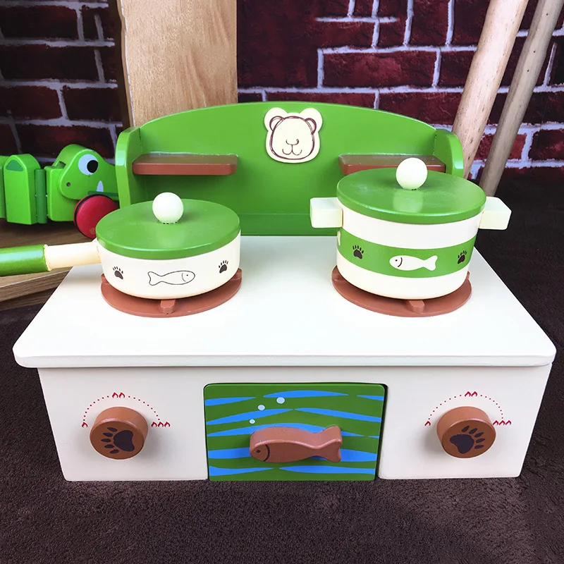 

Wooden Simulation Play House Toy Set Gas Stove 3-6 Years Old Baby Wooden Combination Kitchen Baby Hands-on Ability Training