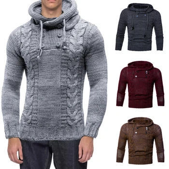 

Laamei NEW Men's Sweater Pullover Slim High Round Neck Sweater Long Sleeve Warm Fashion Top 2020