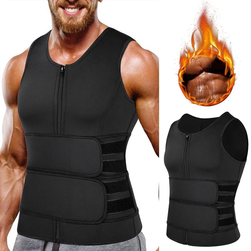 Bhu CORATED Men Waist Trainer Vest Weightloss Hot Neoprene Corset Compression Sweat Body Shaper Slimming Sauna Tank Top Workout Shirt