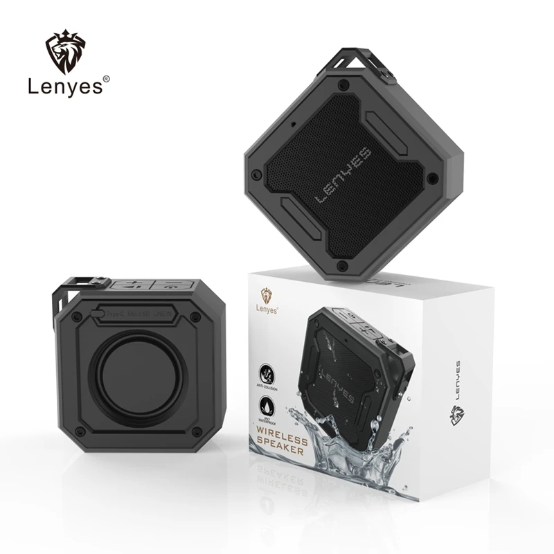 

Lenyes Brand Surround Stereo Speakers Portable Bluetooth Wireless Loudspeaker IPX7 Waterproof Outdoor 20 Hours Music Time S106