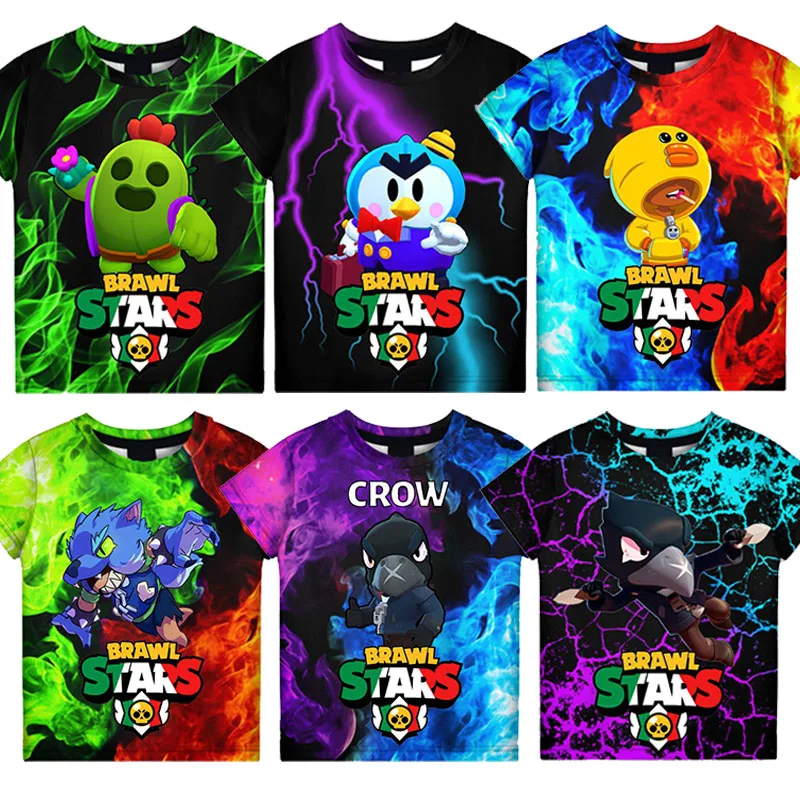 Camisetas De León para niños de 6 a 19 años, camisetas de Brawling, Spike y Star, juego de disparos de moda, PRIMO 3D, Tops de dibujos animados para niños y niñas, ropa para adolescentes