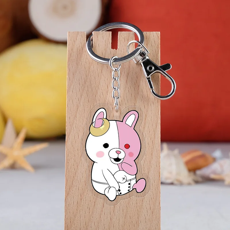 Danganronpa monokuma Naegi Makoto Kirigiri Kyouko Maizono Monomi Key Chains Two-sided Keychain Cosplay Acrylic Pendant Keyring