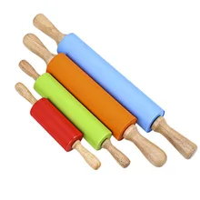 Антипригарная деревянная ручка, силикон скалка тесто для теста муки ролик кухонные инструменты для выпечки