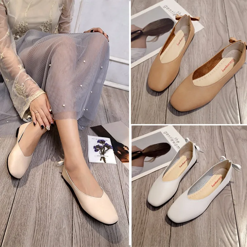 

2019 Spring And Autumn New Style Japanese-style Bow Soft-Sole WOMEN'S Shoes Anti-slip Shallow Mouth Single Shoes Fashion Grandma