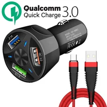 Tongdaytech автомобильное зарядное устройство USB Quick Charge 4,0 3,0 для Iphone X 8, быстрое зарядное устройство для телефона, автомобильное зарядное устройство для samsung S10 S8 Carregador